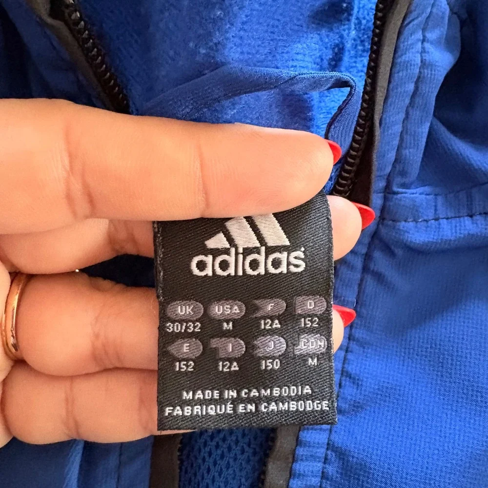 Adidas Kids Blue & Black 3-Stripe Full Zip Track Jacket Size Medium M 8/10 Youth